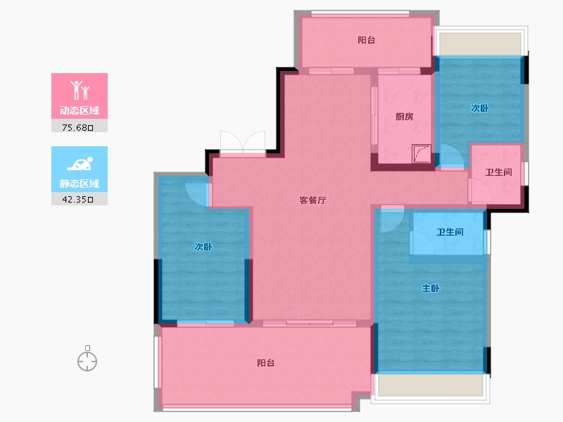 陕西省-汉中市-汉上桃李春风-105.61-户型库-动静分区