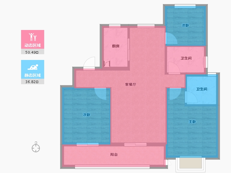 浙江省-金华市-海伦堡溪悦云庭-78.40-户型库-动静分区