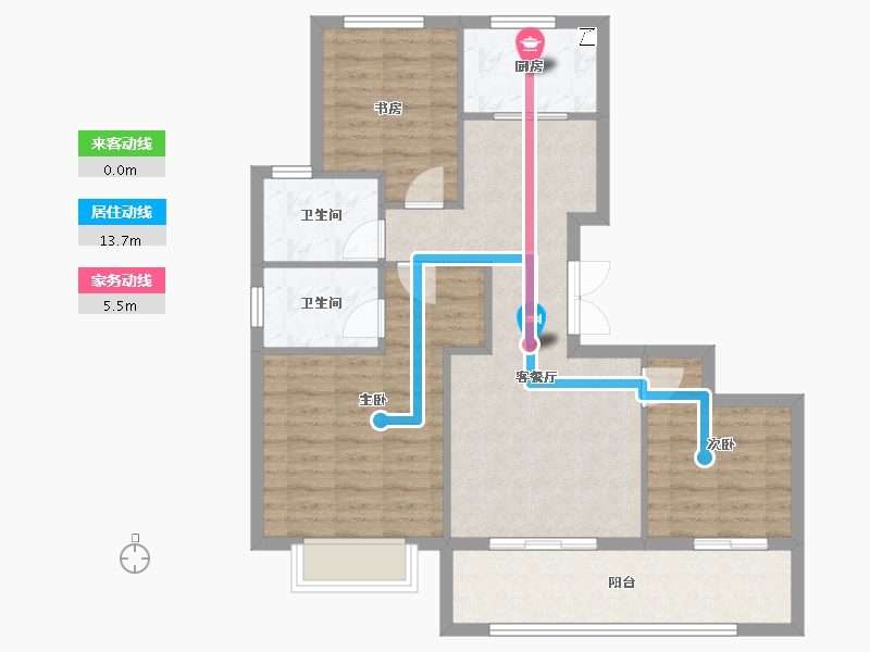 浙江省-金华市-弘地星晨名轩-84.00-户型库-动静线