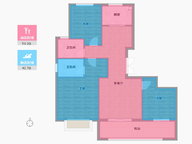 浙江省-金华市-弘地星晨名轩-84.00-户型库-动静分区