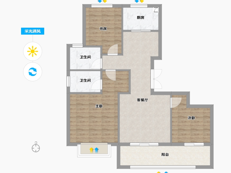 浙江省-金华市-弘地星晨名轩-84.00-户型库-采光通风