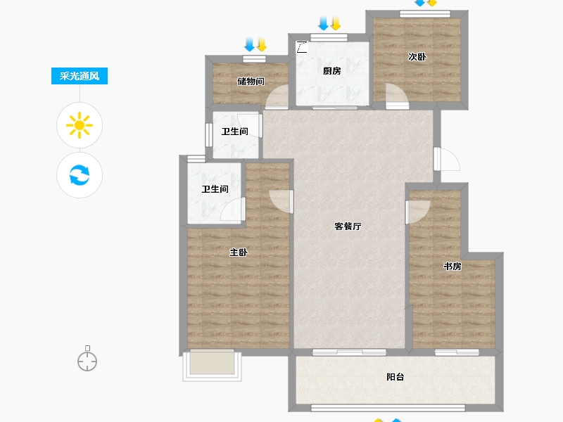 浙江省-金华市-野风广场-99.20-户型库-采光通风