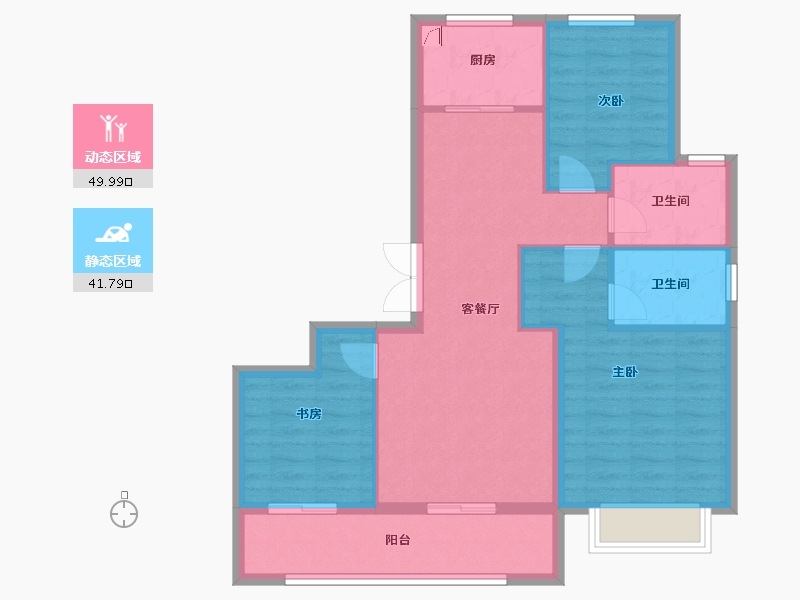 浙江省-金华市-弘地星晨名轩-82.40-户型库-动静分区