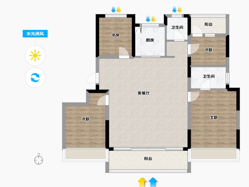 浙江省-温州市-凯迪新城博科园-111.01-户型库-采光通风