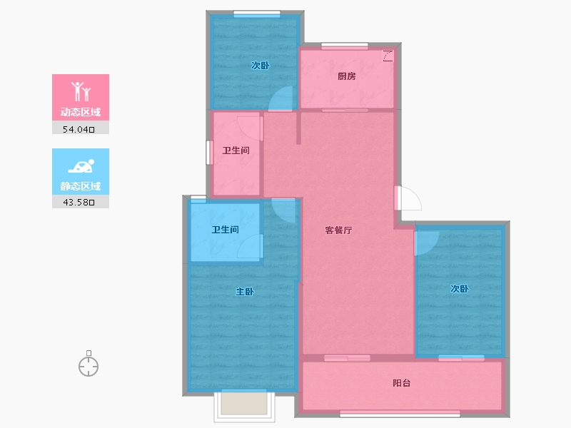 浙江省-金华市-海伦堡溪悦云庭-88.00-户型库-动静分区