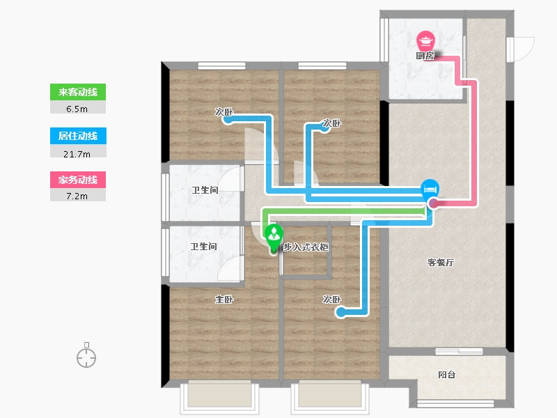 江苏省-泰州市-壹号公馆-120.00-户型库-动静线