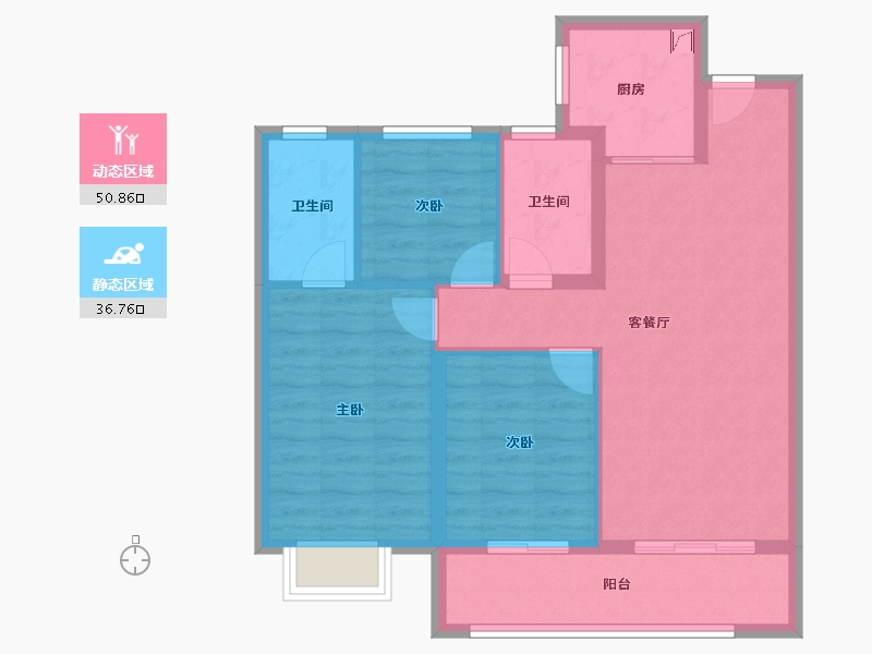 浙江省-金华市-海伦堡溪悦云庭-78.40-户型库-动静分区