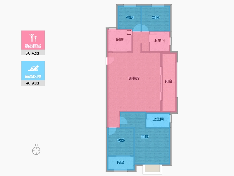 浙江省-金华市-海伦堡溪悦云庭-95.20-户型库-动静分区