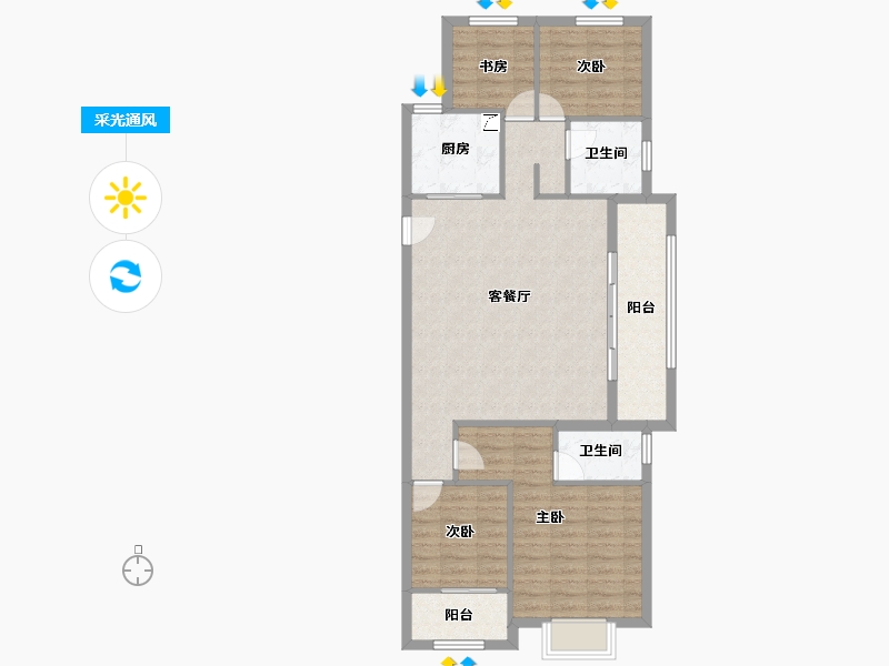 浙江省-金华市-海伦堡溪悦云庭-95.20-户型库-采光通风