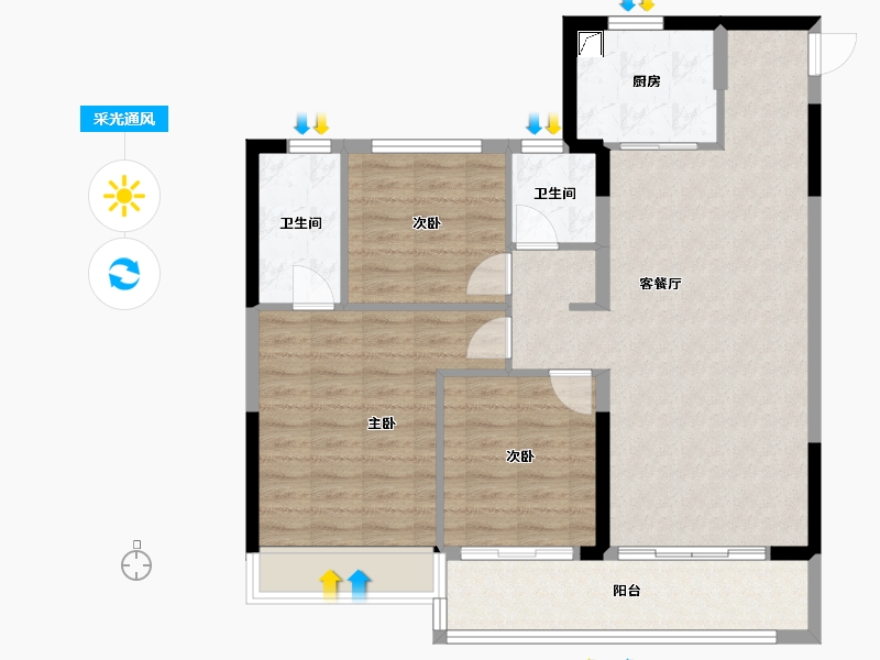 浙江省-温州市-金地商置碧桂园玉苍峯汇-93.57-户型库-采光通风