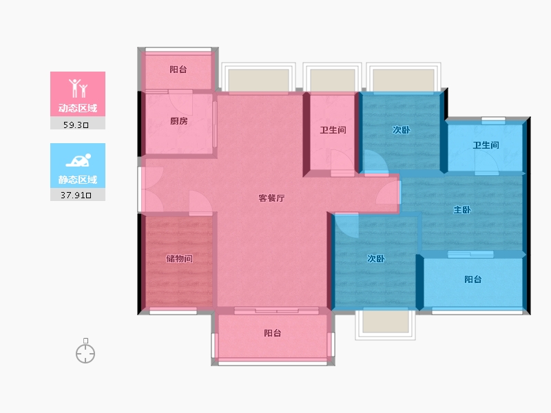 广东省-深圳市-尖岗山壹号花园-89.51-户型库-动静分区