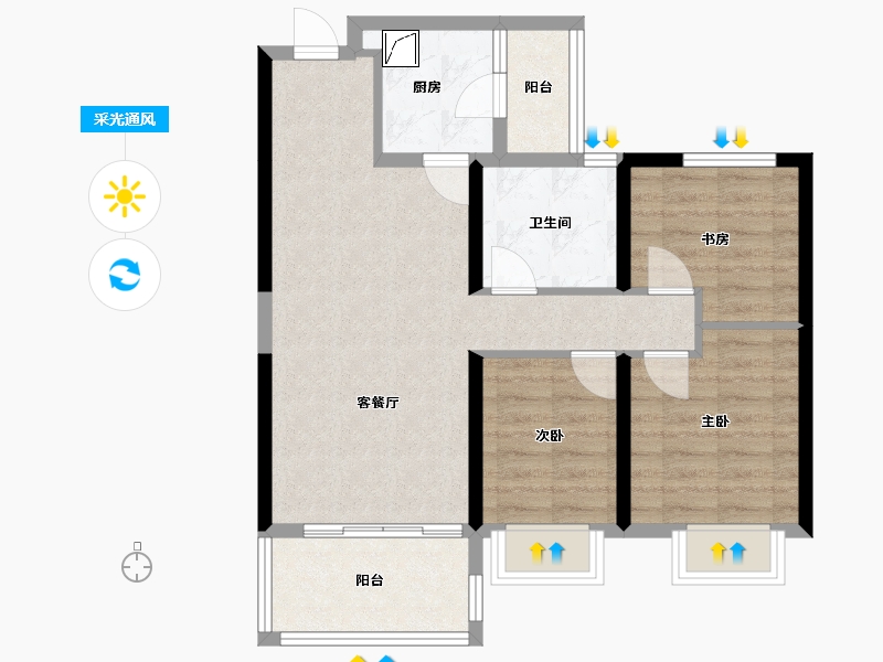 甘肃省-兰州市-恒大未来城-89.00-户型库-采光通风