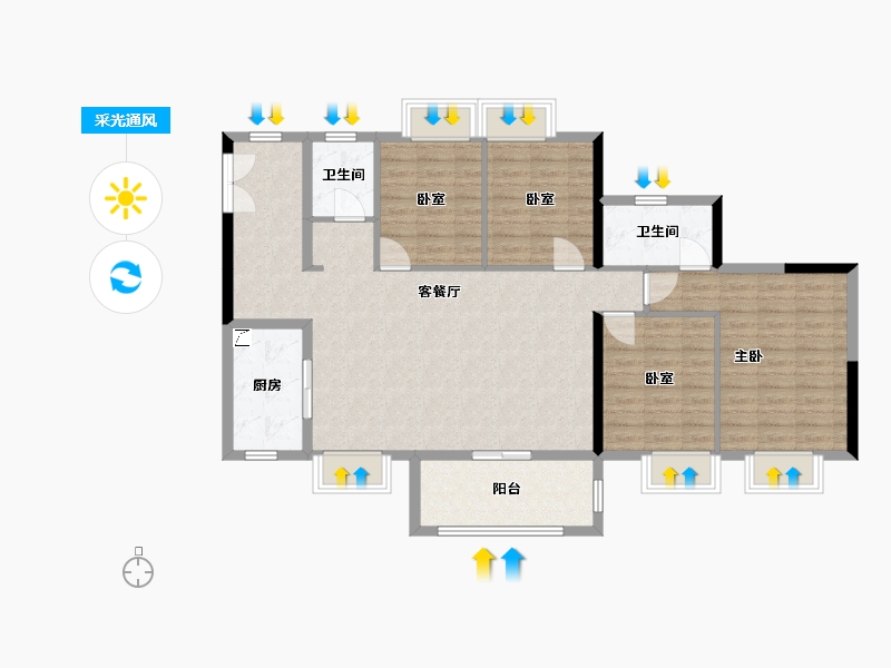 广东省-东莞市-碧海云天海岸城-106.54-户型库-采光通风