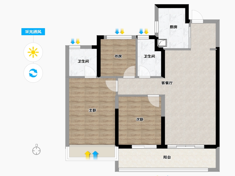 浙江省-温州市-凯迪新城博科园-84.49-户型库-采光通风