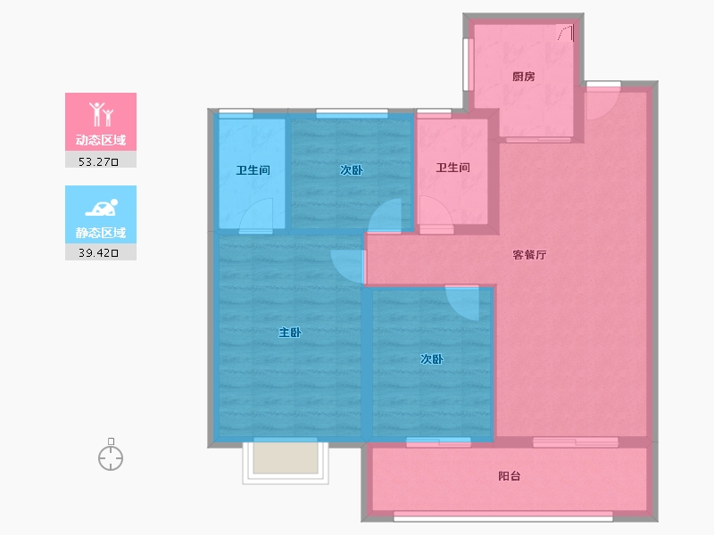 浙江省-金华市-海伦堡溪悦云庭-83.20-户型库-动静分区