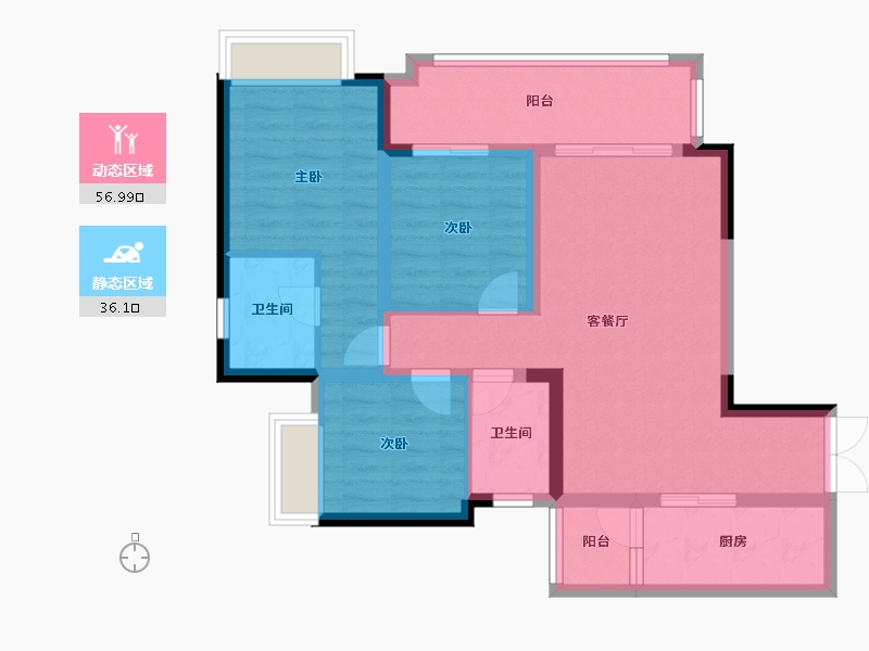 重庆-重庆市-融汇温泉城翰林学府-88.00-户型库-动静分区