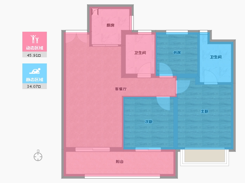 浙江省-金华市-弘地星晨名轩-71.21-户型库-动静分区