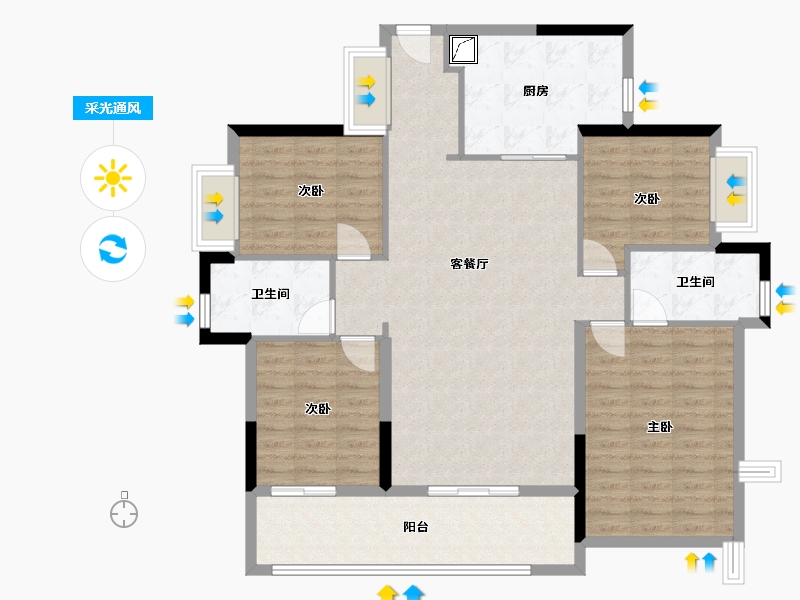 广东省-东莞市-华润置地中心润府-114.38-户型库-采光通风