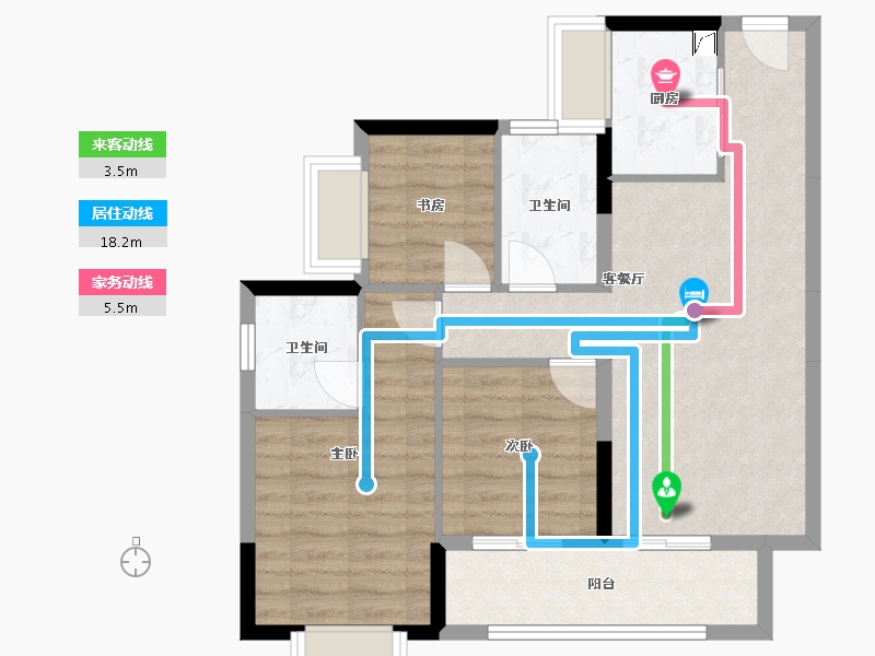 广东省-东莞市-华侨城天鹅堡-71.76-户型库-动静线