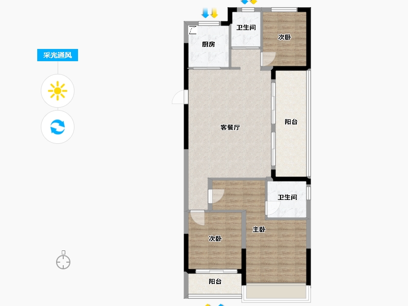 浙江省-温州市-华润置地悦未来-96.00-户型库-采光通风