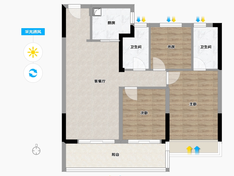 浙江省-温州市-华润置地悦未来-81.60-户型库-采光通风