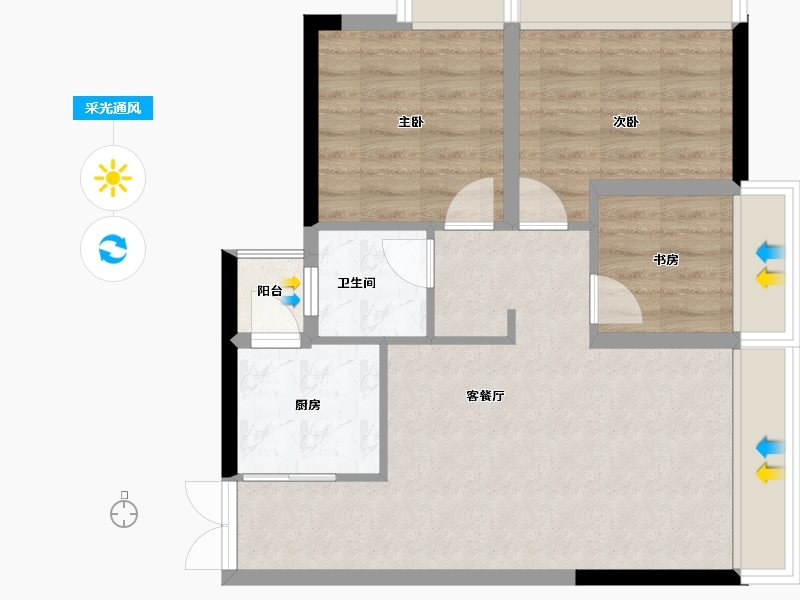 四川省-泸州市-玖臣壹品-62.16-户型库-采光通风