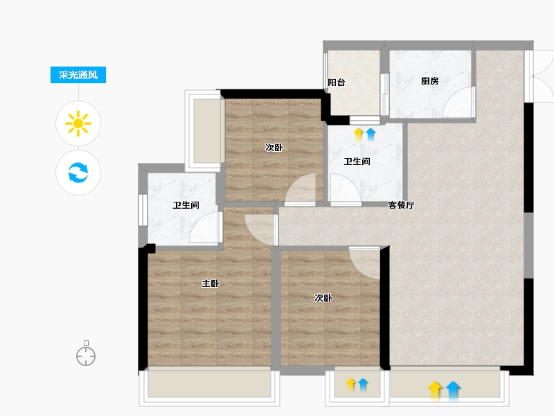 四川省-泸州市-玖臣壹品-72.00-户型库-采光通风