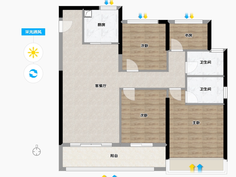 浙江省-温州市-大诚都会中心-95.55-户型库-采光通风