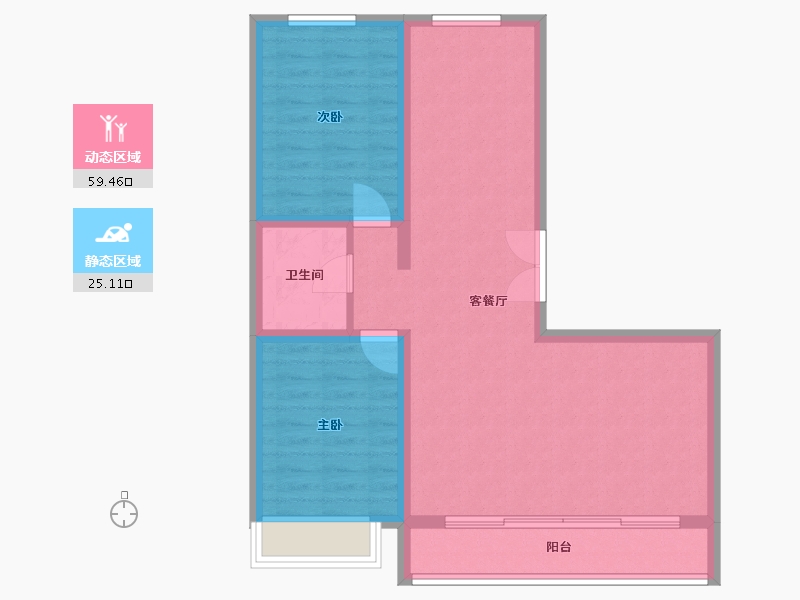 内蒙古自治区-呼和浩特市-百万小镇二期-76.26-户型库-动静分区