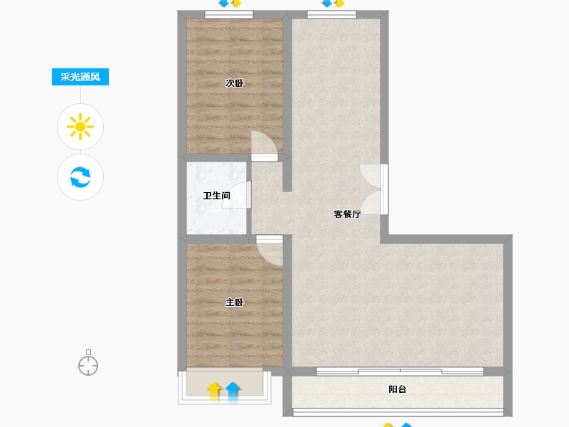 内蒙古自治区-呼和浩特市-百万小镇二期-76.26-户型库-采光通风