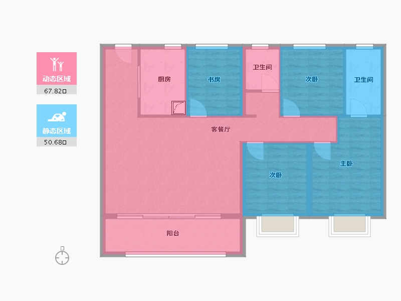 陕西省-咸阳市-天地源和樾溪谷-107.25-户型库-动静分区