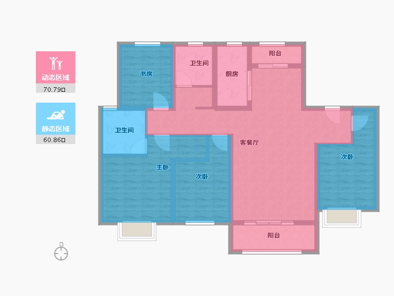 陕西省-咸阳市-天酬四季花园三期-117.60-户型库-动静分区