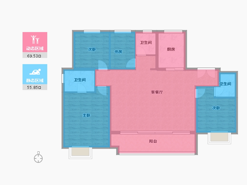 陕西省-咸阳市-天地源和樾溪谷-113.99-户型库-动静分区