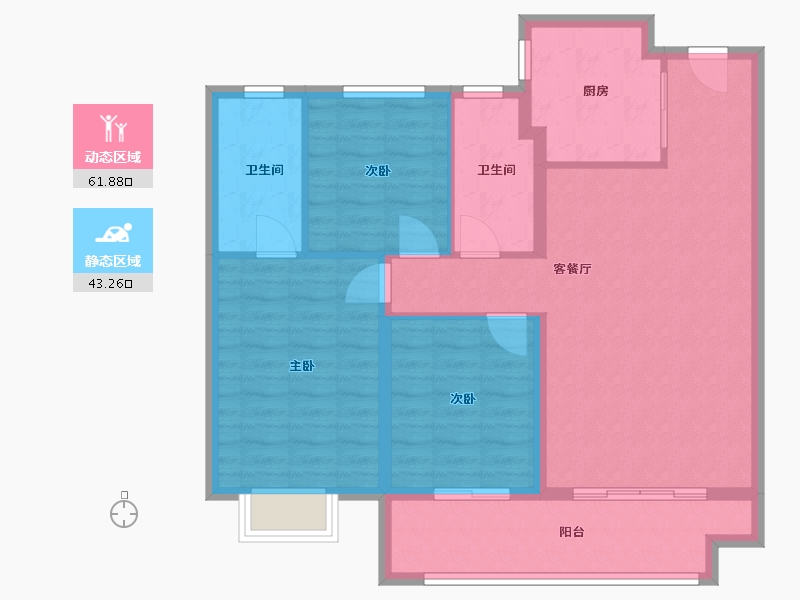 陕西省-咸阳市-天地源和樾溪谷-94.97-户型库-动静分区