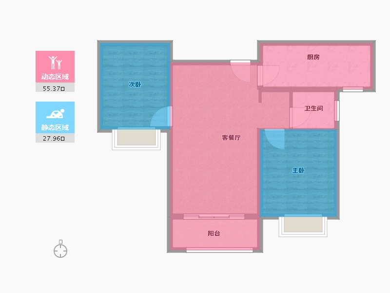 陕西省-咸阳市-天酬四季花园三期-75.00-户型库-动静分区