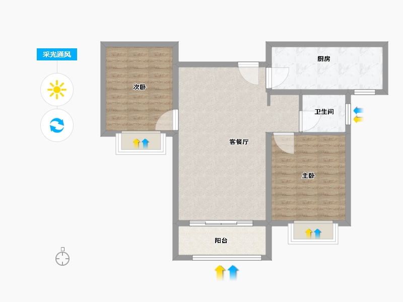 陕西省-咸阳市-天酬四季花园三期-75.00-户型库-采光通风