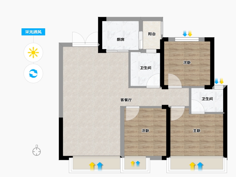 四川省-泸州市-玖臣壹品-72.00-户型库-采光通风