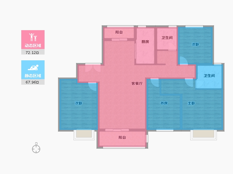 陕西省-咸阳市-天酬四季花园三期-125.07-户型库-动静分区