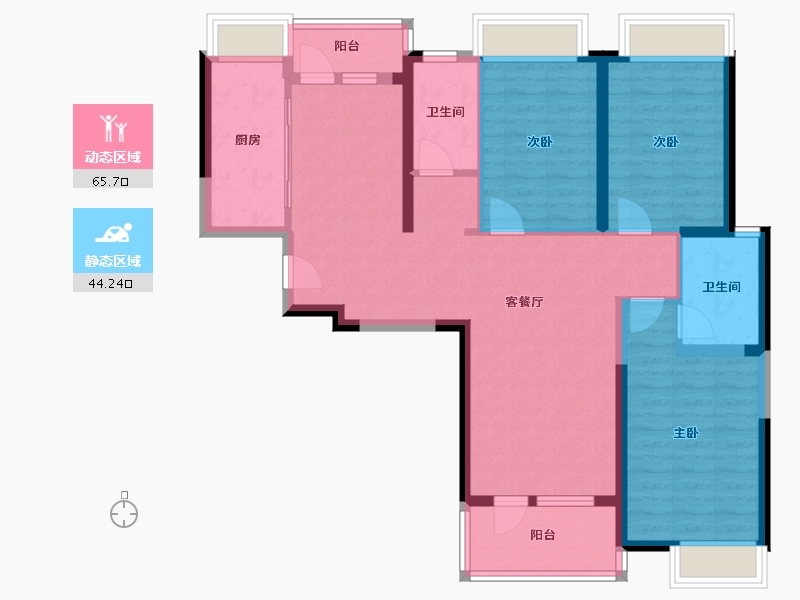 湖北省-武汉市-红桥城尚都-97.80-户型库-动静分区