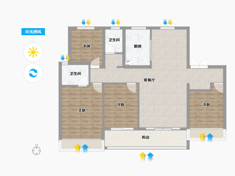 山东省-济南市-中电建国誉府-109.89-户型库-采光通风