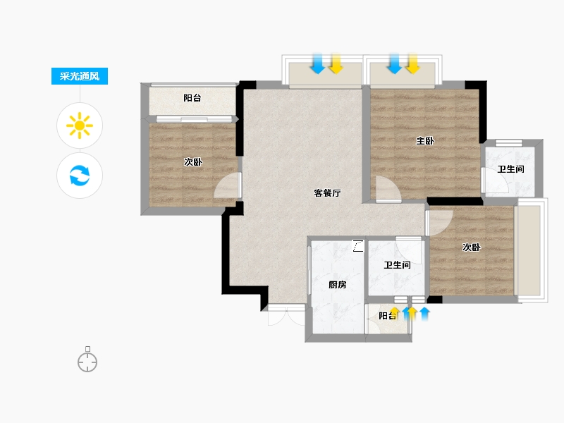 四川省-泸州市-玖臣壹品-70.00-户型库-采光通风