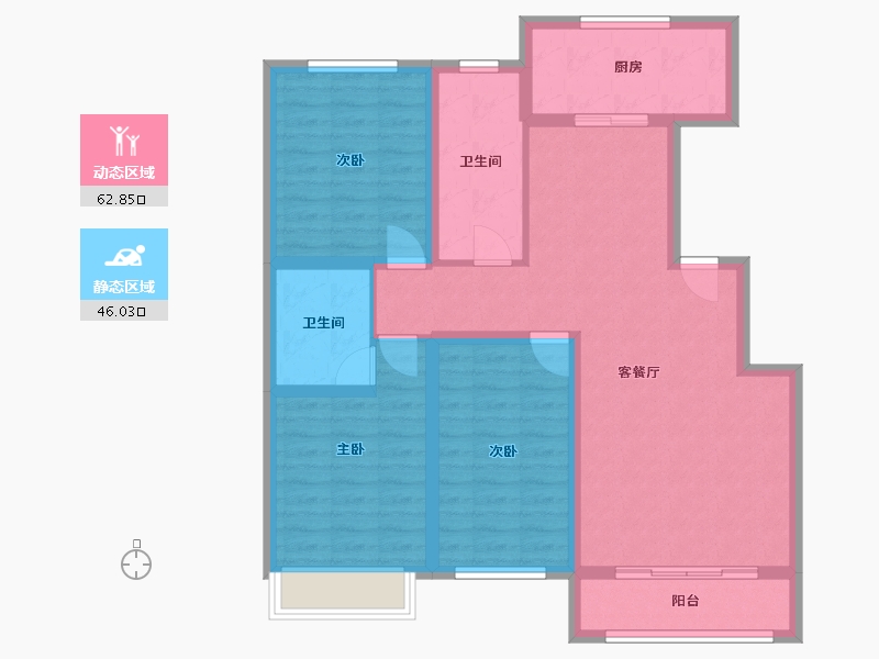 内蒙古自治区-呼和浩特市-百万小镇二期-97.02-户型库-动静分区