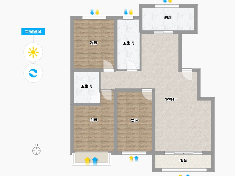 内蒙古自治区-呼和浩特市-百万小镇二期-97.02-户型库-采光通风