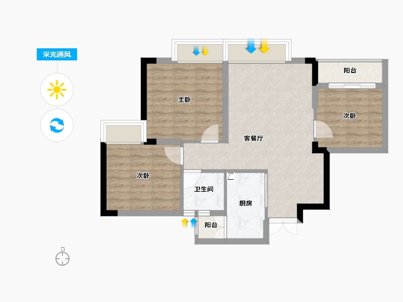 四川省-泸州市-玖臣壹品-66.99-户型库-采光通风