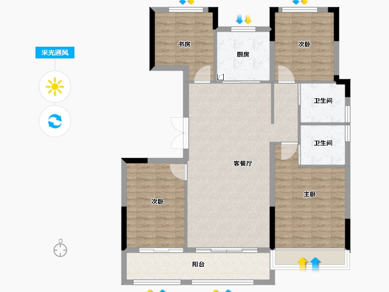 山东省-泰安市-绿城桃李春风-107.89-户型库-采光通风