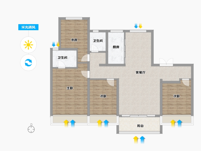 山东省-济南市-越秀麓端府-113.00-户型库-采光通风