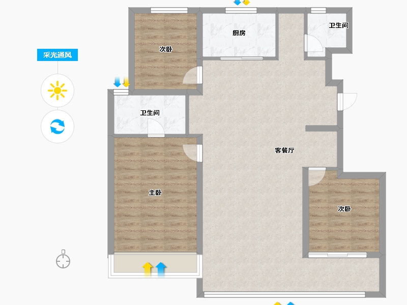 山东省-济南市-越秀麓端府-100.00-户型库-采光通风