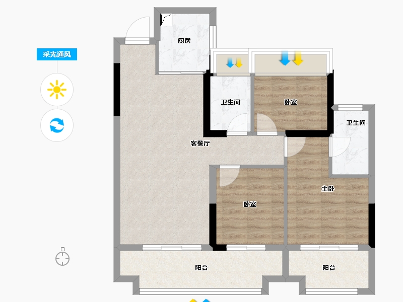 安徽省-淮北市-迦美凯兴府-78.67-户型库-采光通风