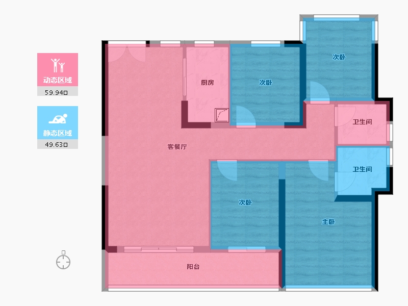 浙江省-温州市-新宏地大诚万象风华-98.17-户型库-动静分区