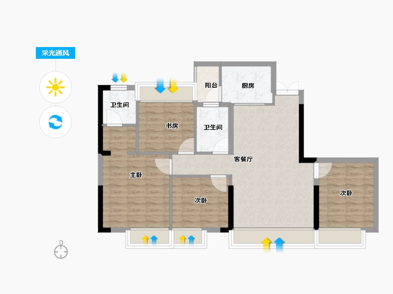 四川省-泸州市-玖臣壹品-87.00-户型库-采光通风